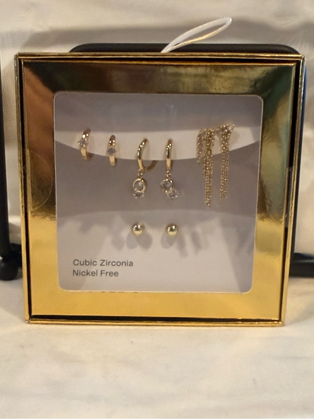 Gold-Tone Cubic Zirconia Earring Set - 6 Pairs
